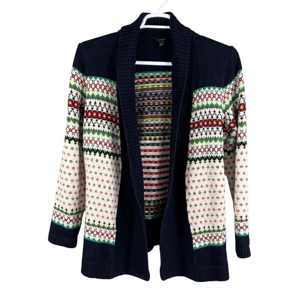Talbots Womens L Fair Isle Shawl Collar Cardigan Sweater Soft Cozy Cotton Blend - Picture 3 of 16